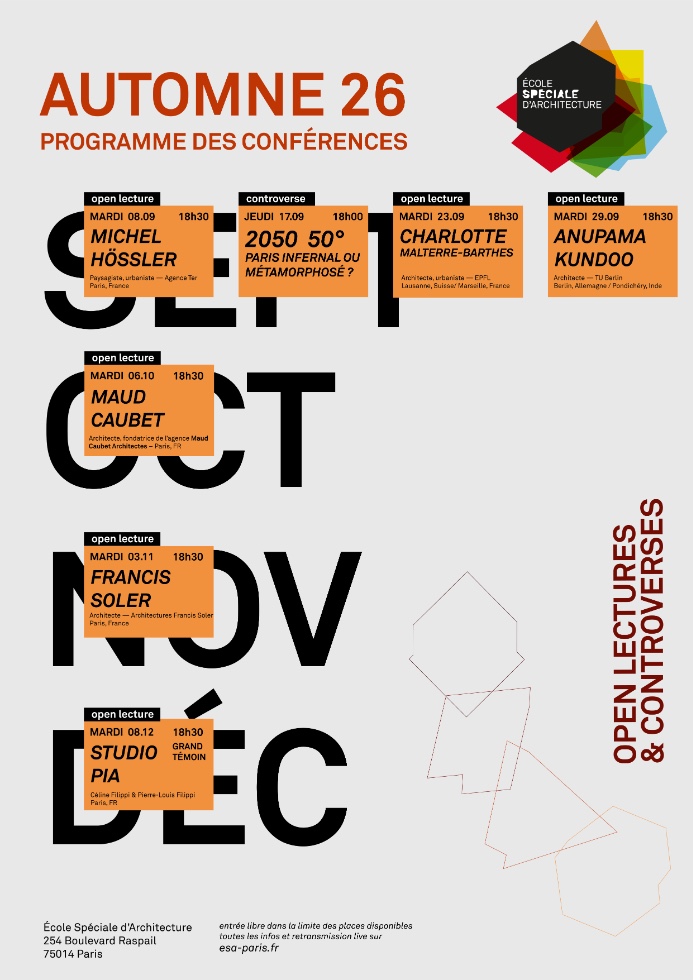 Open Lectures & Controverses — Programme Automne 2026 