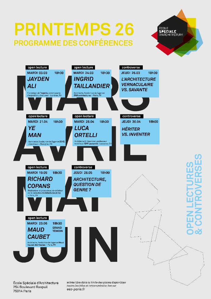  Programme des conférences Open Lectures & Controverses - Printemps 2026